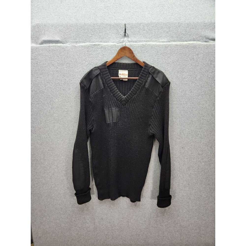 Brigade Quartermasters Mens Ribbed Wool Sweater With Shoulder & Elbow Patches Si